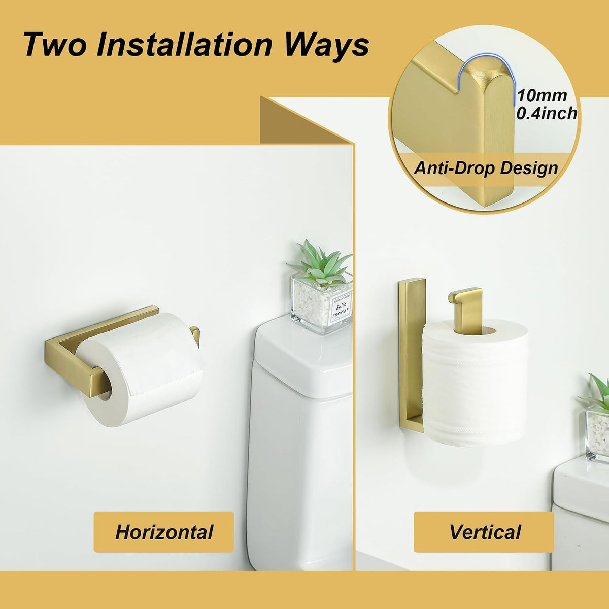 Sayayo Brushed Gold Toilet Paper Holder Wall Mount, RV Toilet Tissue Holder