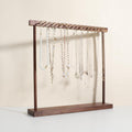 Large necklace hanger shelf with 17 copper bars, Wooden jewelry storage organizer rack for hanger necklace bracelet, necklace display stand for boutique store【Walnut】