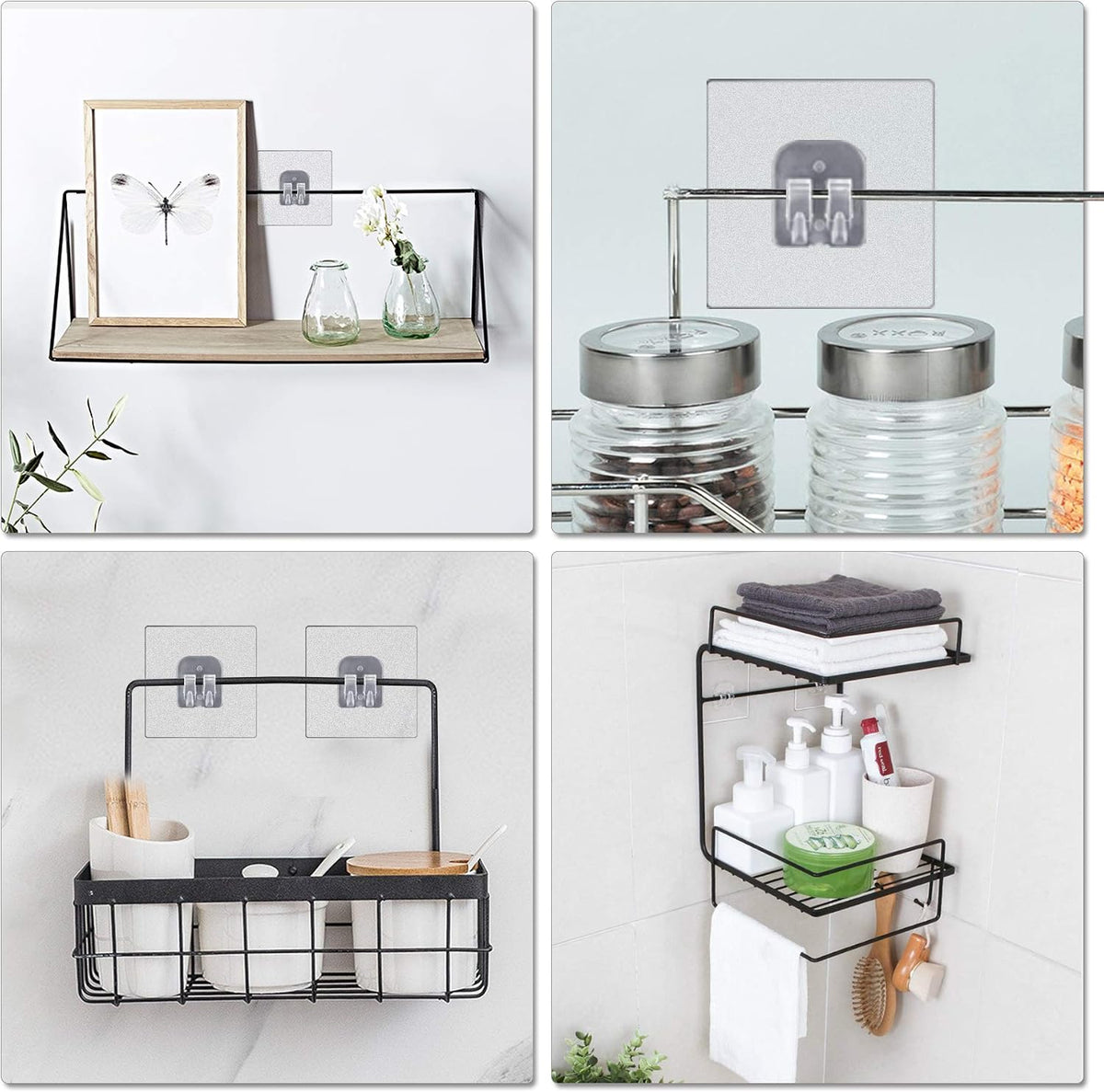 YeeBeny Corner Shower Caddy Adhesive Sticker Hooks for Shower Caddy 4 Pcs