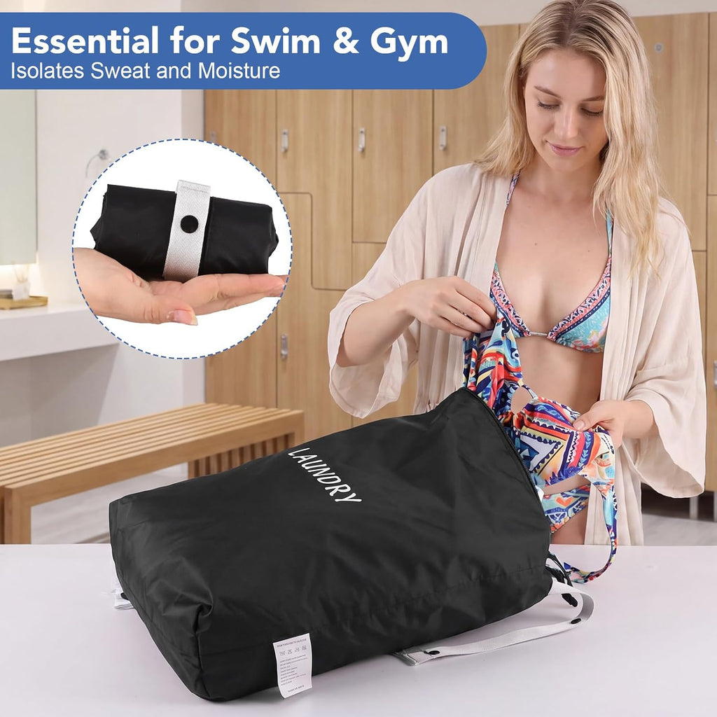 Dntorx 2 Pack Waterproof Travel Laundry Bags for Dirty Clothes with Handle