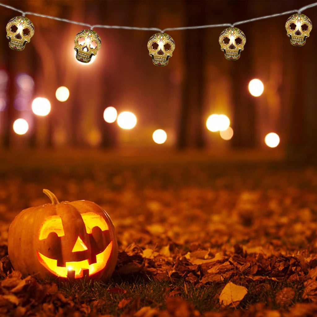 Halloween String Lights, 15 FT 30 LED Halloween Skull Fairy Lights Decor