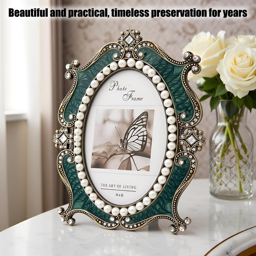 Vintage Metal Picture Frame 4x6,Anniversary Birthday Wedding Gift