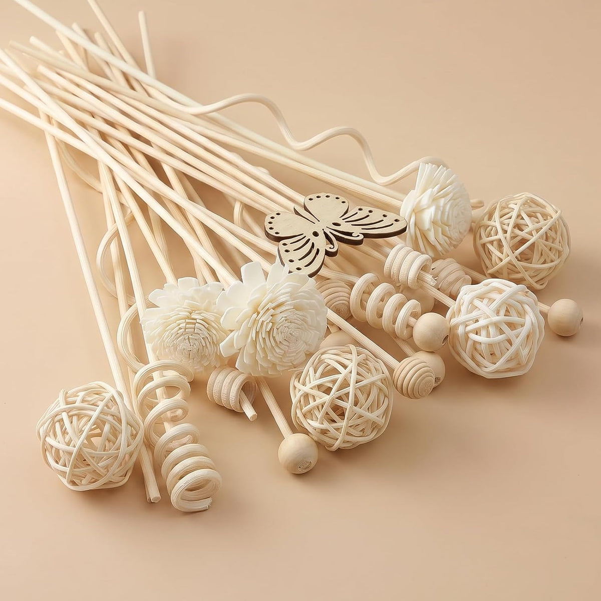 Amabro 15Pcs Natural Rattan Reed Diffuser Sticks Fragrance Oil Diffuser Set