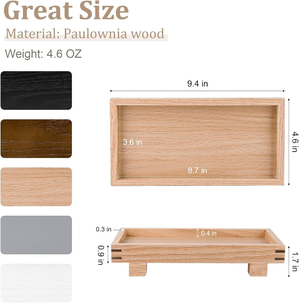 Bathroom Counter Tray Wooden Riser Display Kitchen Soap Holder, Brown