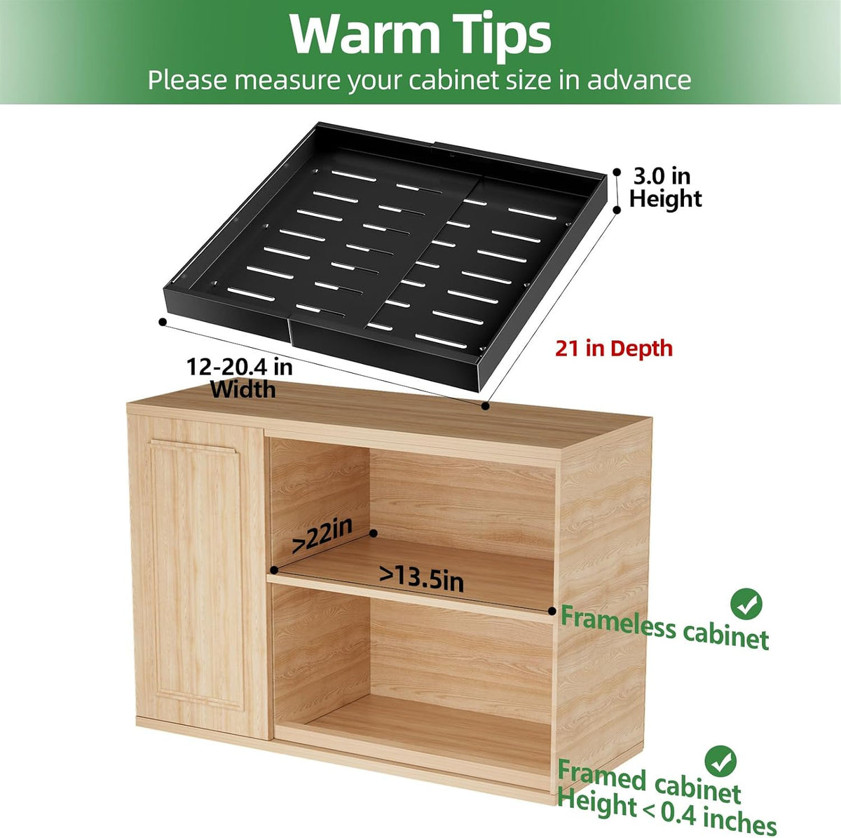 PAKETA 2 Pack Expandable Pull Out Cabinet Organizer,21" Deep