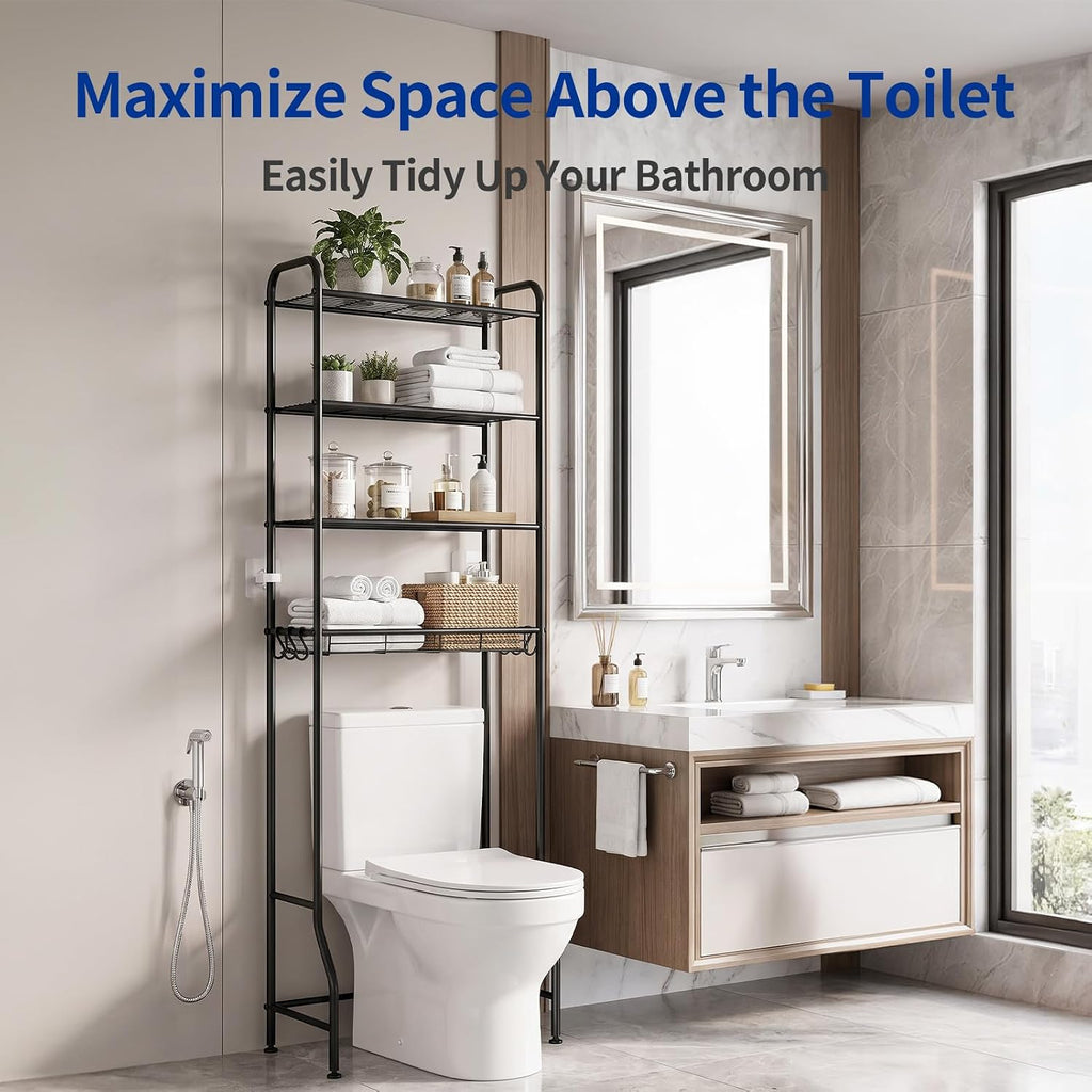 Delamu Over Toilet Storage Rack, 4 Tiers (71.9" H) Bathroom Organizer Shelf