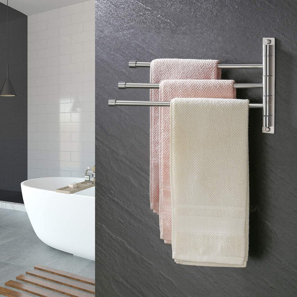 KES Bathroom Towel Bar, 13.8 Inch Swing Arm, Wall Mount, Swing Out 3-Arm