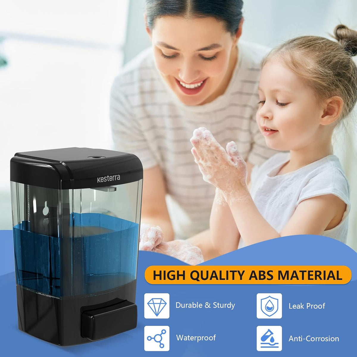 Manual Soap Dispenser, 23.7oz/700ml Wall Mount Soap Dispenser, Large Capacity Kitchen Bathroom Hand Soap Pump, Commercial Refillable Shampoo Shower Gel Lotion Dispenser, Black