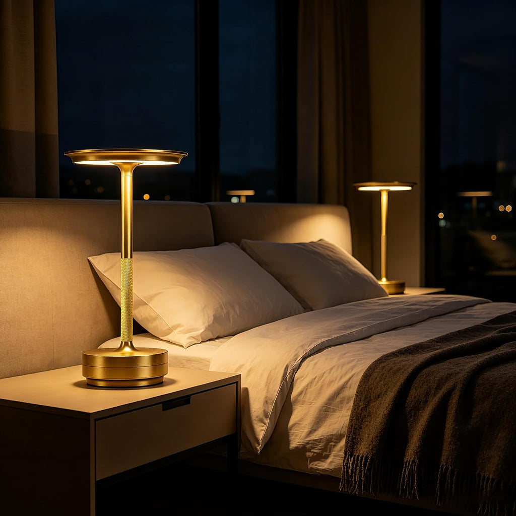 LED Cordless Table Lamp Rechargeable Battery Outdoor Light Gold