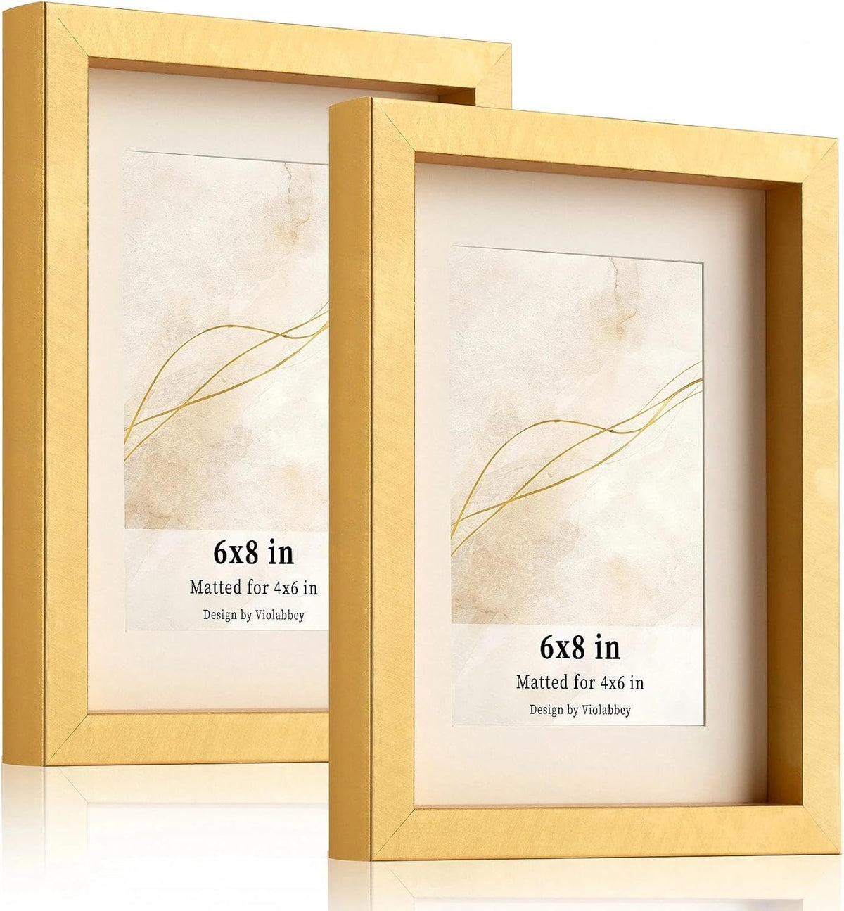 VIOLABBEY 4x6 Picture Frame Gold Set of 2 Shadow Box
