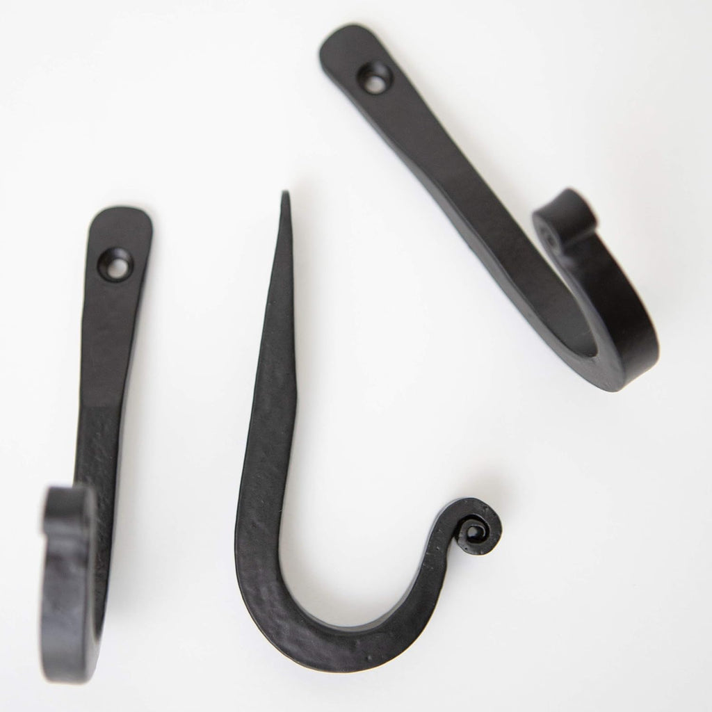 Decorative Wrought Iron Wall Hooks, Heavy Duty, Set of 3