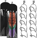 10 Pcs Wig Hangers Rack for Multiple Wigs, Dust-proof Storage Bag, Black