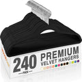 HOUSE DAY Black Velvet Hangers 240 Pack, Premium Clothes Hangers Non-Slip Felt Hangers, Sturdy Black Hangers Heavy Duty Coat Hangers, Durable Suit Hangers, Space Saving No Hanger Mark Rotating Hook