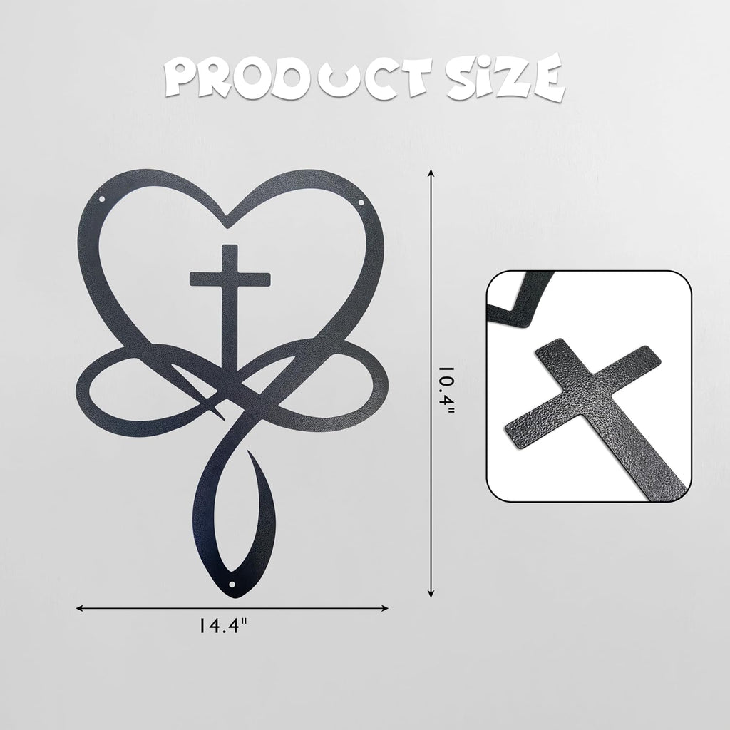 Natrlart Metal Infinity Heart Cross Wall Decor, Crosses Wall Art Home