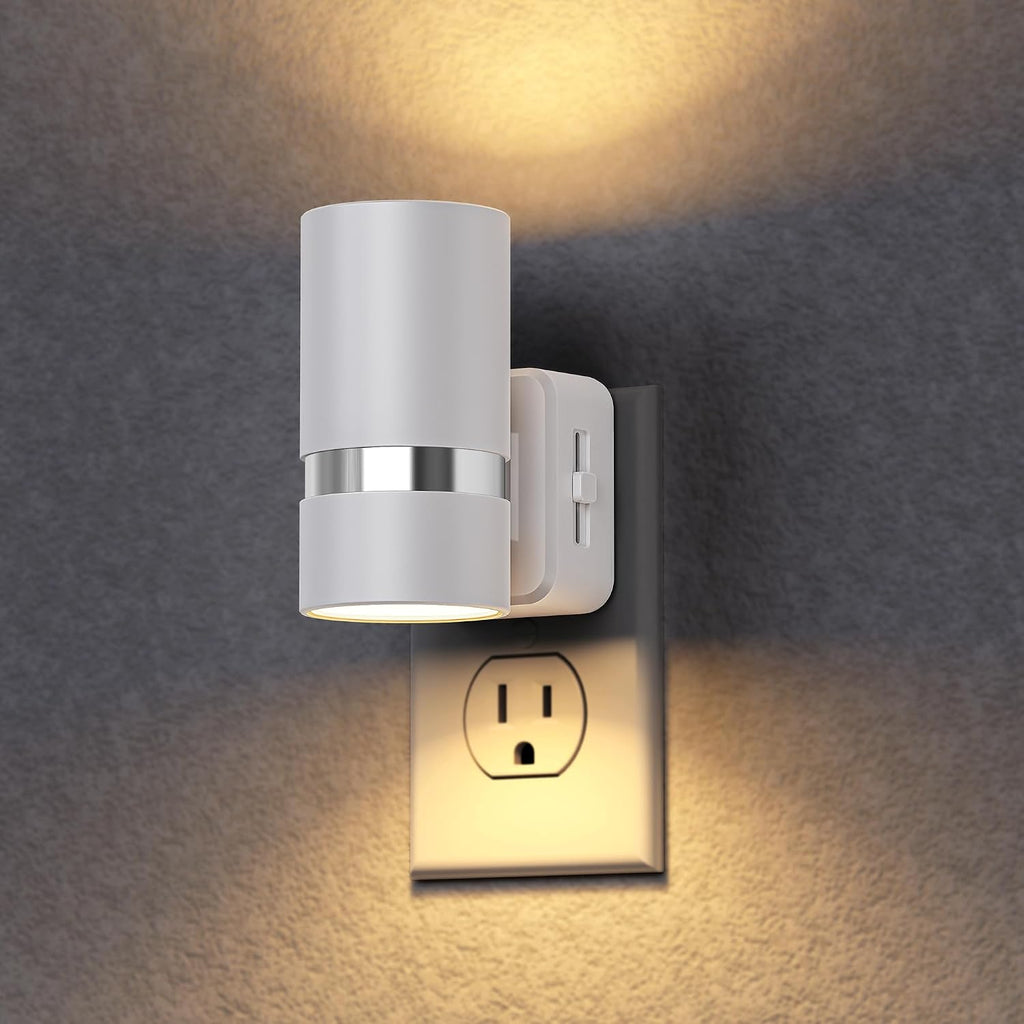 DORESshop LED Night Light 2 Pack, White Cylinder Dimmable Night Light