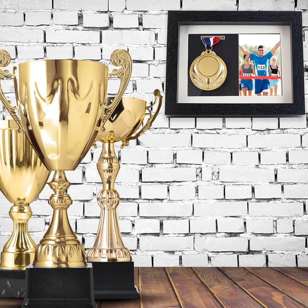 OLYCRAFT Medal Display Shadow Box 6.9x7.2x9 inch Black Medal Display Case Natural Wood Photo Frames with Clear Window for Military Medals Beach Tags Jewelry Pins Pin Enthusiast Collectibles