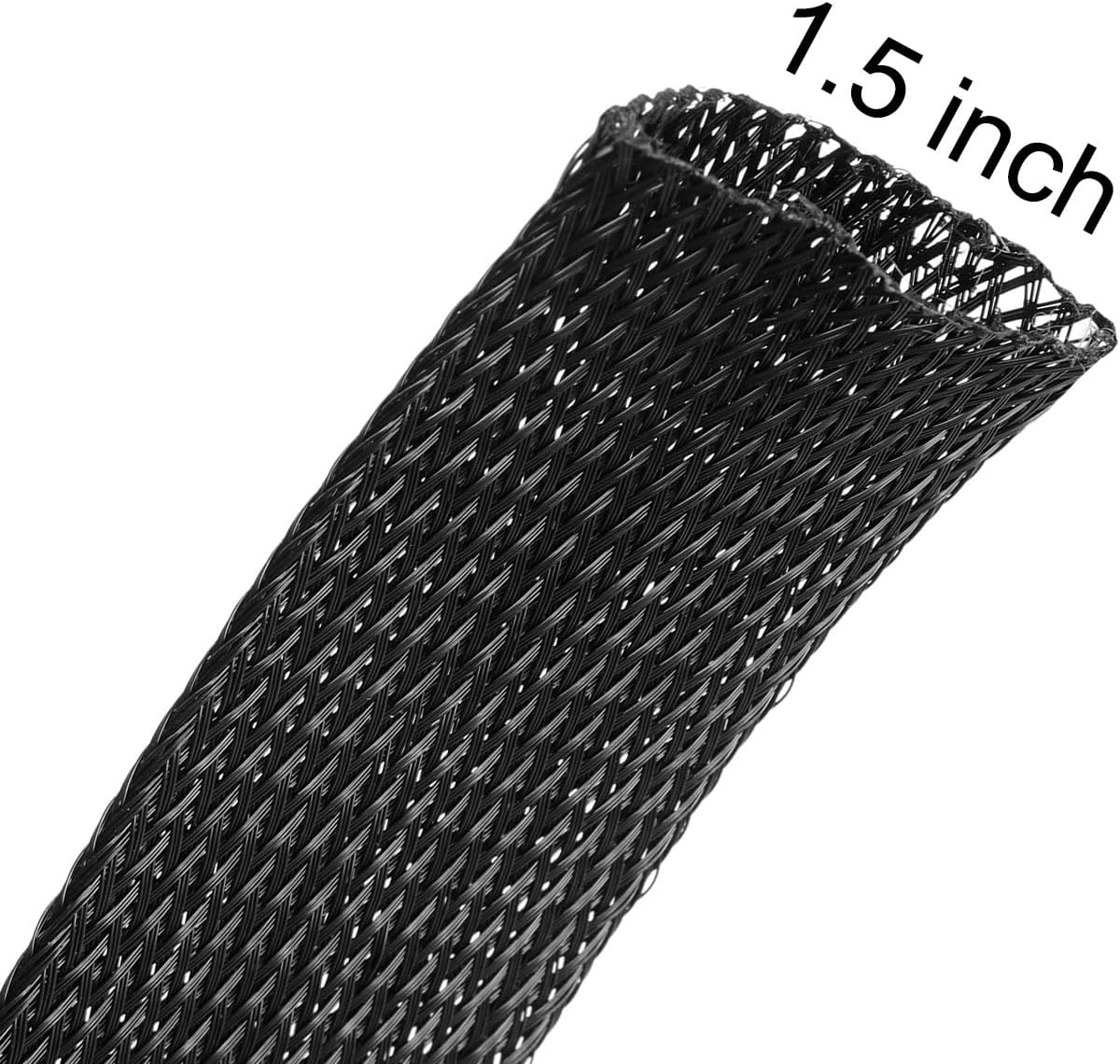 uxcell Cable Sleeving, 1.5 Inch -25ft PET Braided Cable Sleeve, Expandable Braided Cable Sleeve for TV/Computer/Home Theater/Other Home Device Cable - Black