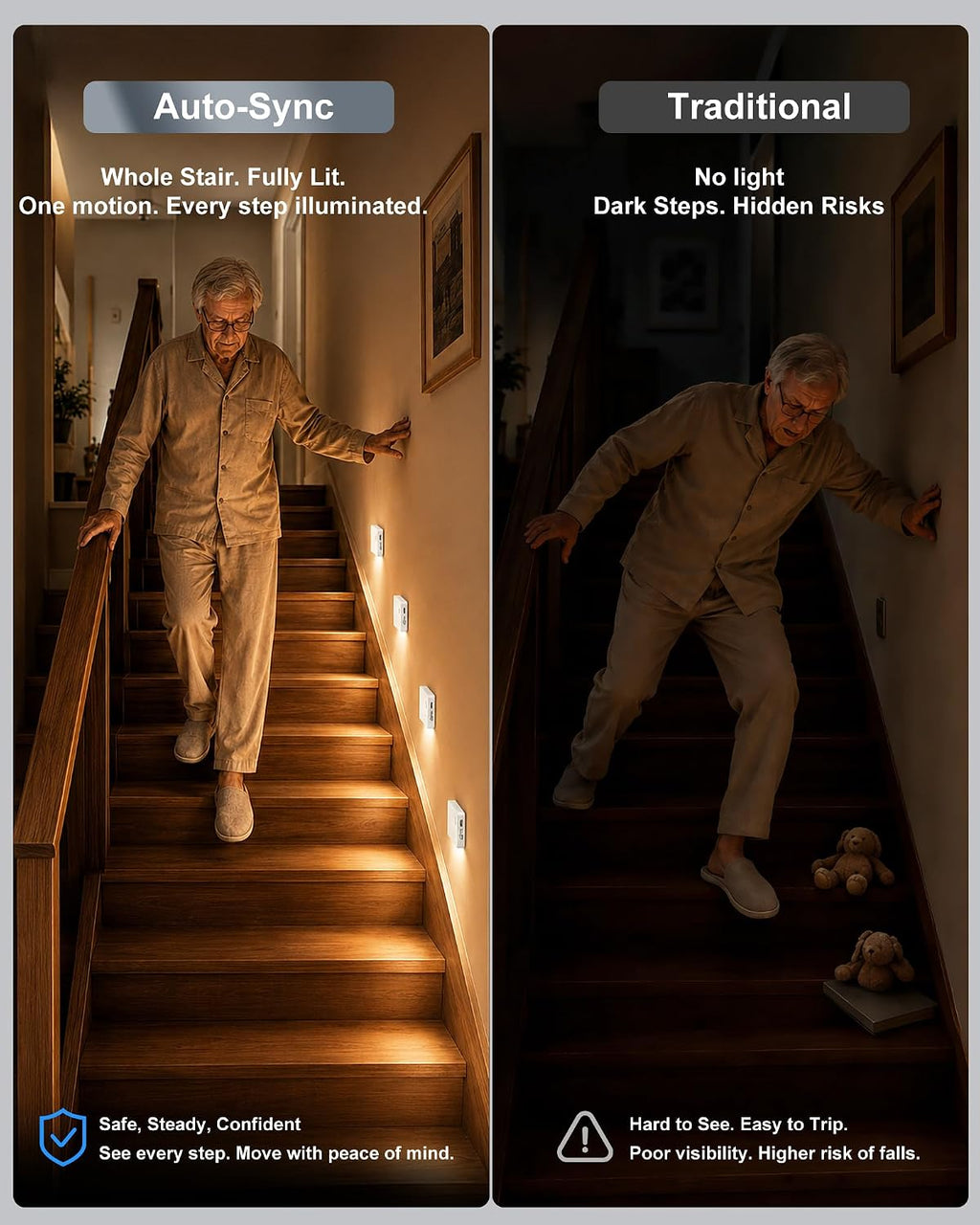 Motion Sensor Stair Light Indoor, Battery Operated Night Lights