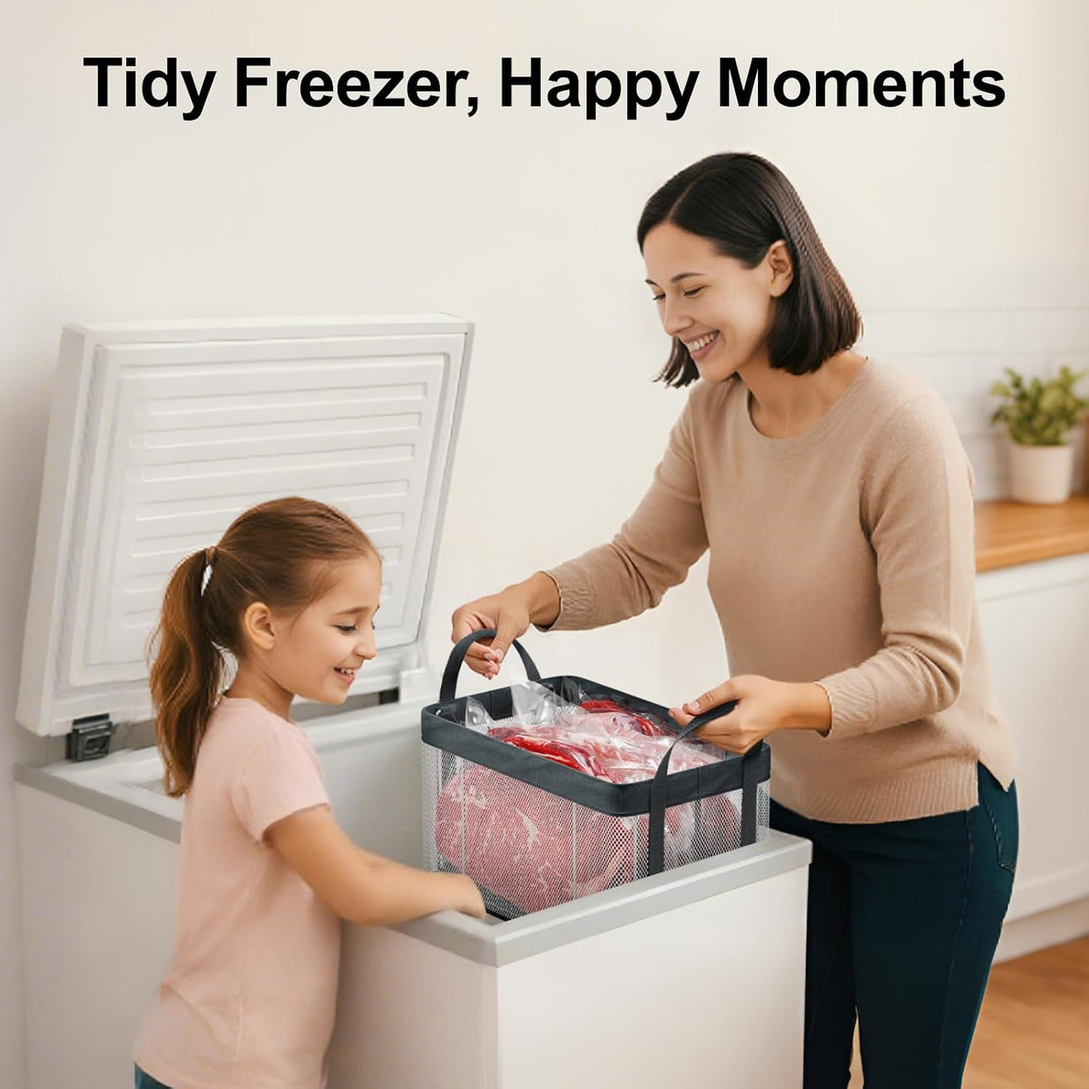 iSPECLE Chest Freezer Organizer - Large Baskets for 5-7 Cu.Ft, 3 Pack
