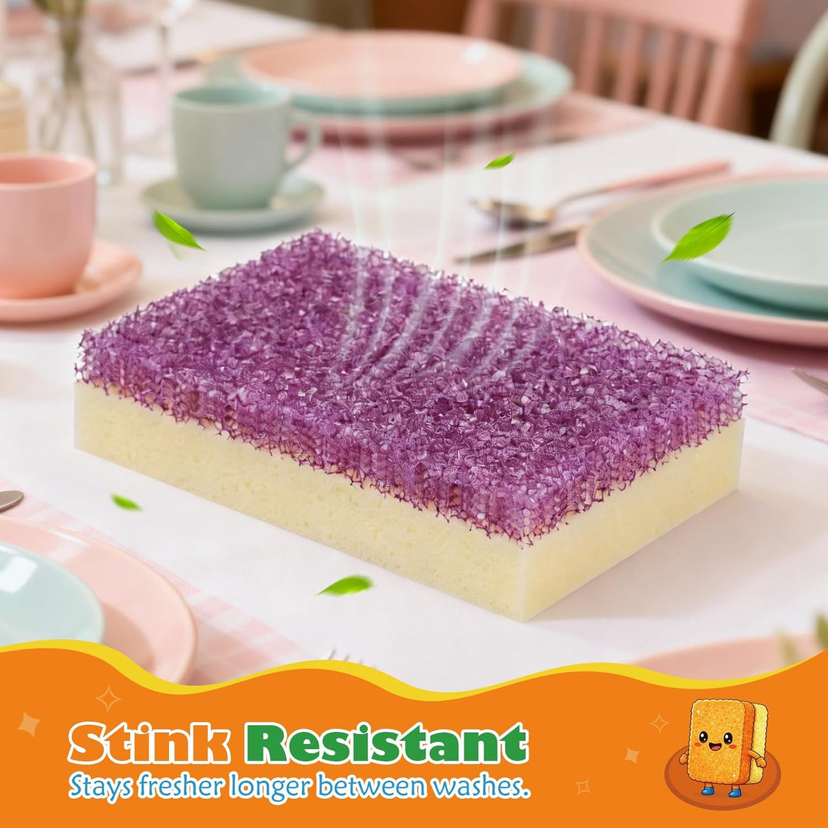 UNIMADE Scrub Sponge, Temperature Responsive Dual-Sided Cleaning Sponges