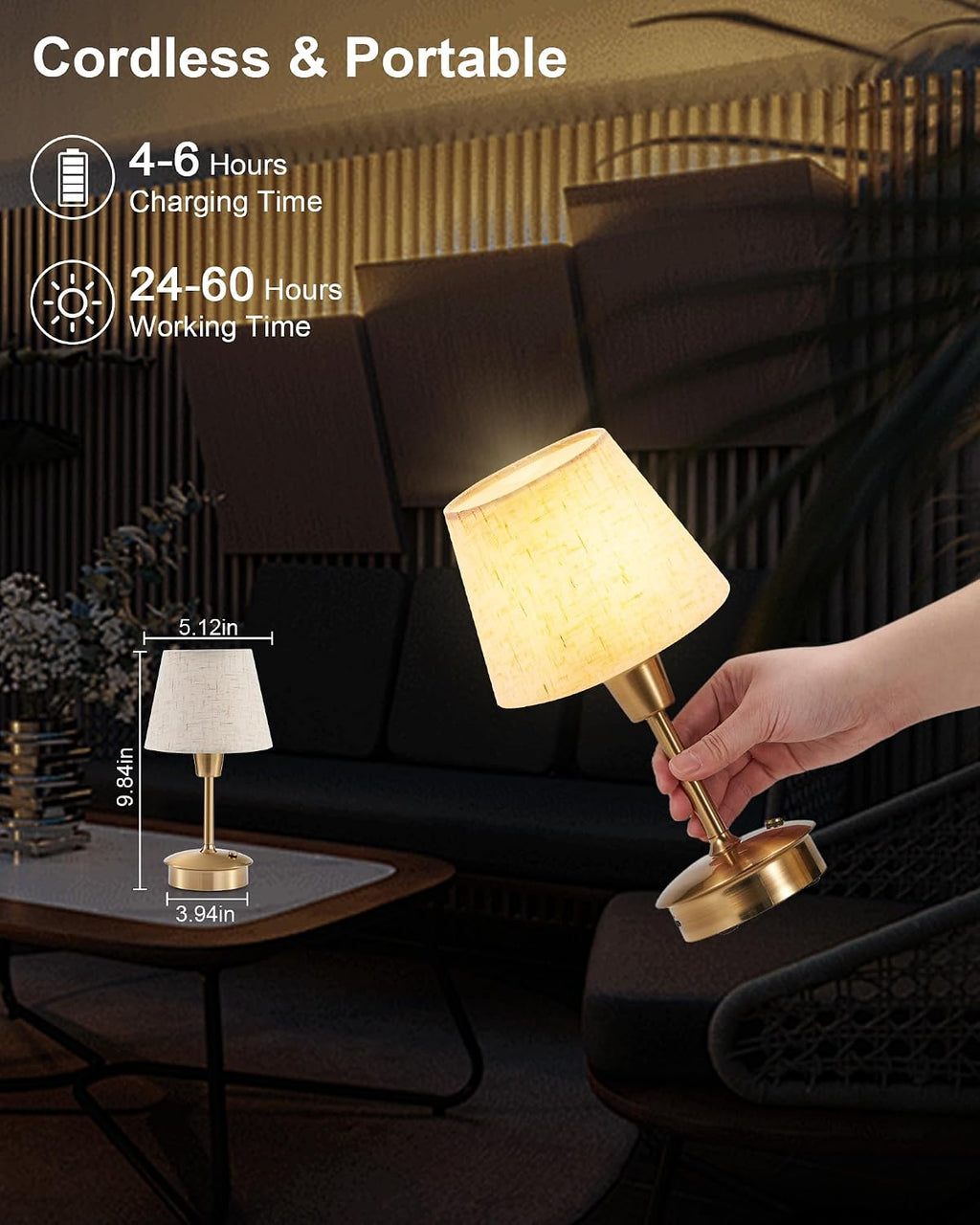 Small Rechargeable Cordless Table Lamp for Restaurant Dining Table