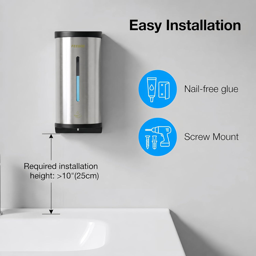 FG2000 Automatic Wall Soap Dispenser, 27 fl oz, Stainless Steel
