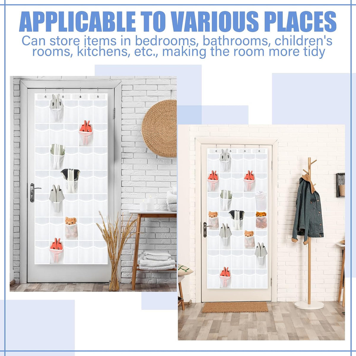 Windyun 2 Pcs Large over The Door Shoe Organizer, 70 Pockets, White