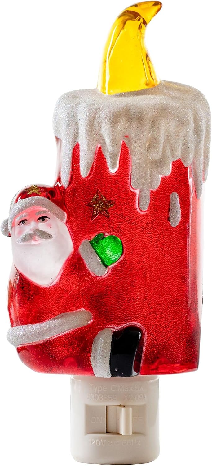 Novelty Lights LED Santa Claus with Candle Christmas Night Light Lamp