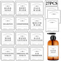HVSWLY 27PCS Waterproof Lables for Bottles, Bathroom Hand Soap Shampoo and Conditioner Dispenser Label Stickers, Removable Bottle Labels for Mouthwash Body Lotion, with 3 Blank Labels (White)