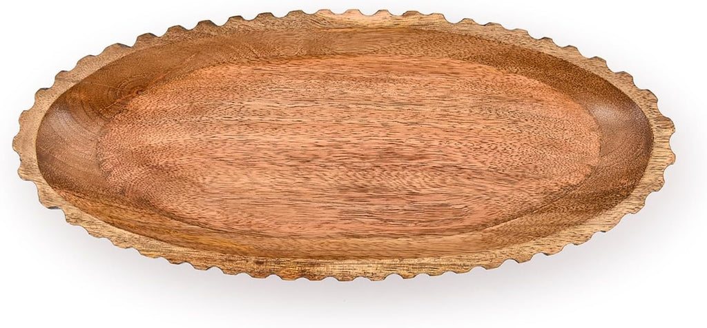 Kimona Decorative Bowl Wooden Centerpiece Table Decorations Decorative Long Wooden Bowl for Table Centerpiece (14" X 6" X 2.3")