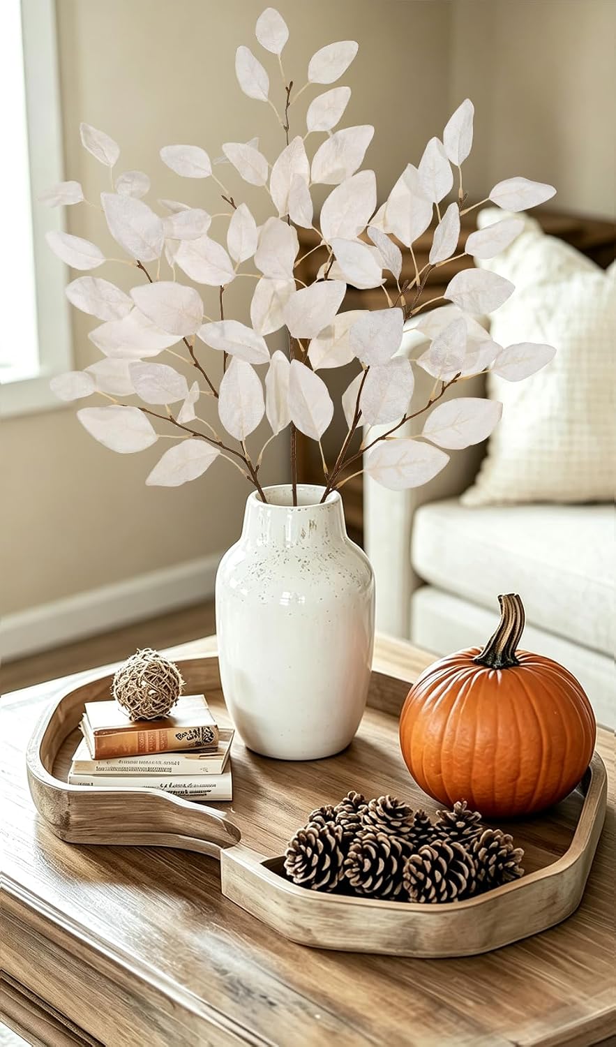 Briful 3-Pack 29.5-Inch Artificial Fall Stems, Ivory White