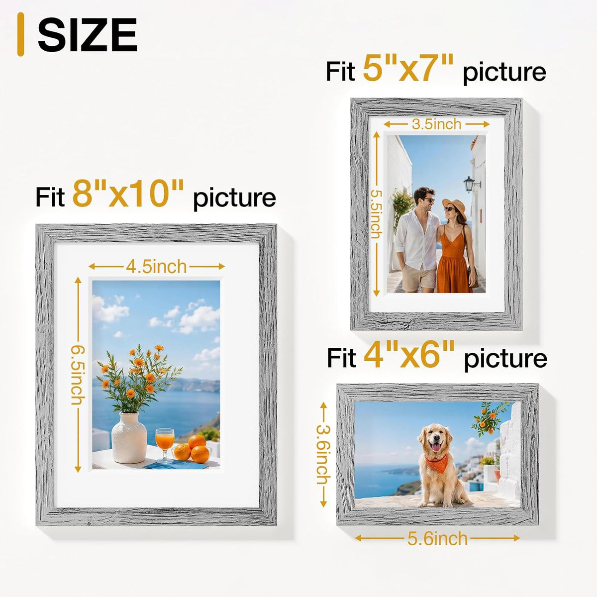 decorUhome Picture Frames Set of 20 for Wall and Tabletop Display, Grey