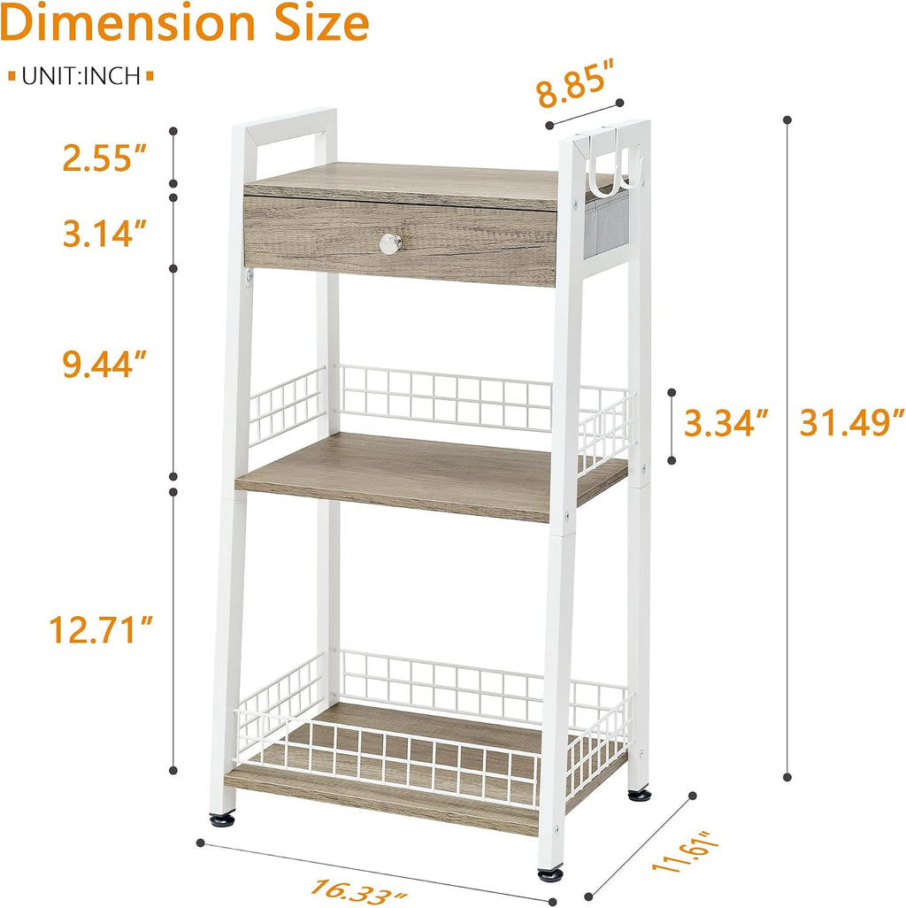 Gewudraw Bathroom Ladder Shelf with Drawer, 3-Tier Bathroom Storage, White