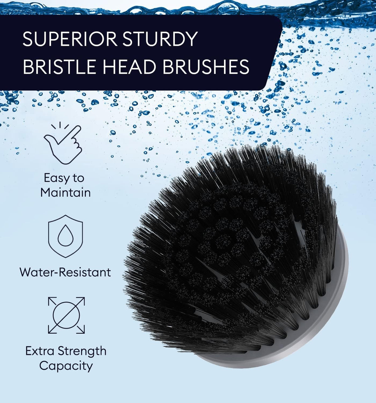 Replacement Brush Heads Set of 3 for GENIANI Electric Spin Scrubber, Scrub Brush for Cleaning Bathroom, Tile, Floor, Tub, and Shower (Black)