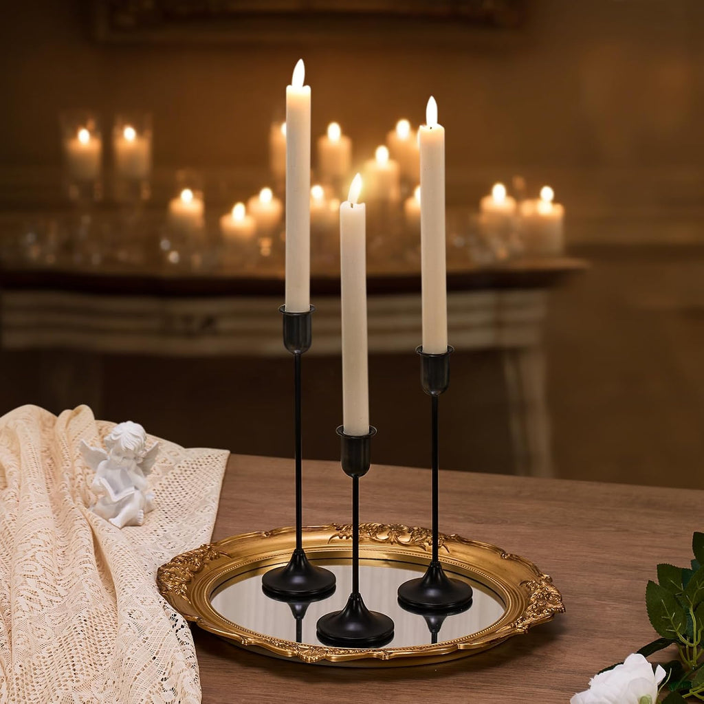 Batoslee Black Candlestick Holders Set of 3 Pcs, Taper Candle Sticks Stand