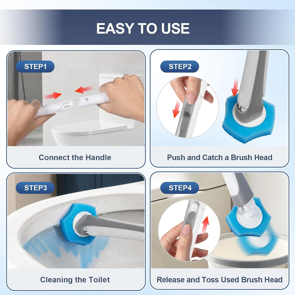 BOOMJOY Disposable Toilet Brush with 32 Toilet Bowl Cleaners Wand Refills
