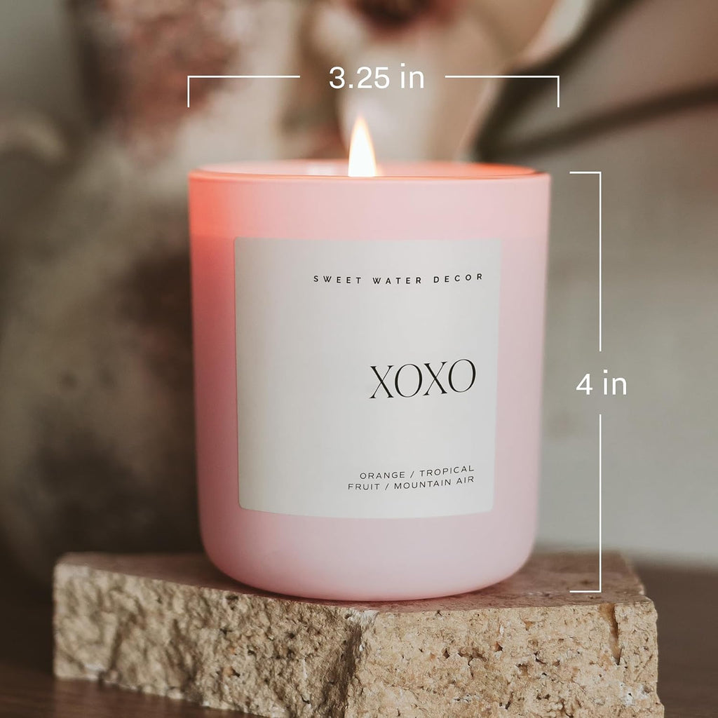 Sweet Water Decor XOXO Scented Candle, 15oz Pink Matte Jar, Soy Wax