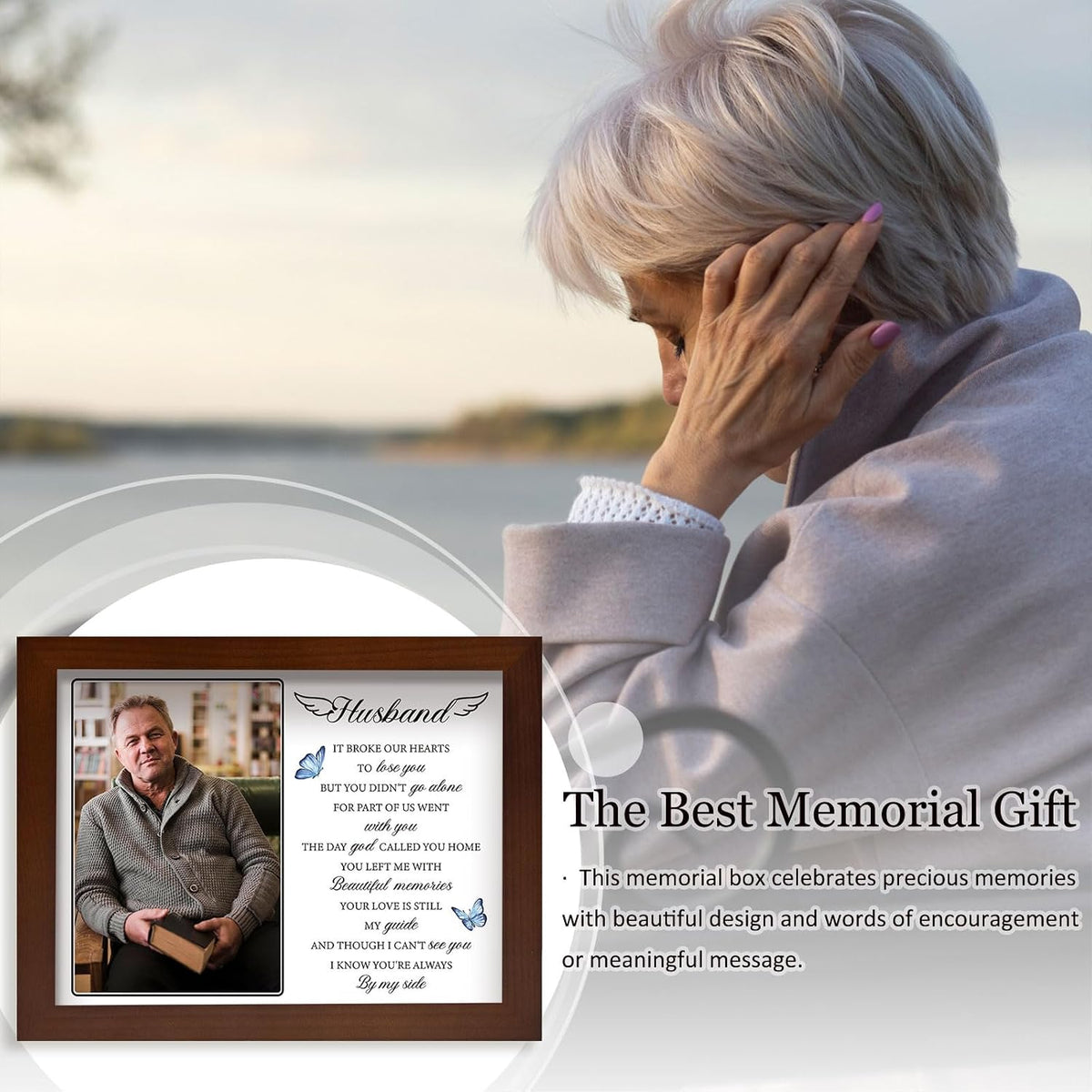 Memorial Gifts for Loss of Husband,Sympathy LED Shadow Boxes 4x6 Photo, Bereavement Keepsake for Loss of Husband, Healing Memorial Decor, Grief Support Gift for Wife, Family, Friends, Colleagues
