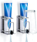 Toothbrush Holder Wall Mounted, Stainless Steel Bathroom Organizer for Electric Toothbrush, Toothpaste & Cup, No Drill Adhesive Shower Caddy (Silver,2 Pack)
