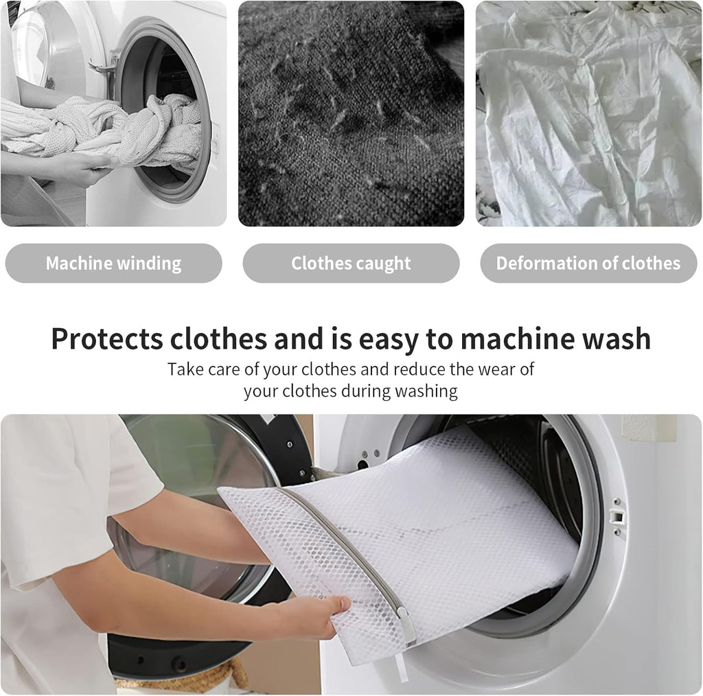 Small Honeycomb Lingerie Bags with Hanging Loop- MDSXO 3 Pack Mesh Laundry Bags for Washing Delicates, White Wash Bags for Socks, Bra, Mask, Baby Clothes 10 * 12 inch [3 Pack]