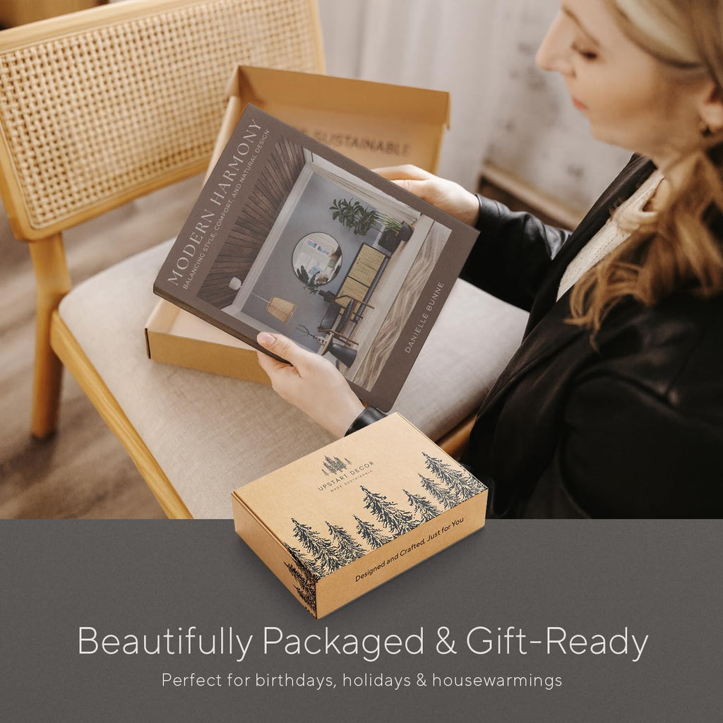 Modern Decorative Books Set of 3, Brown & Cream Faux Books with Storage