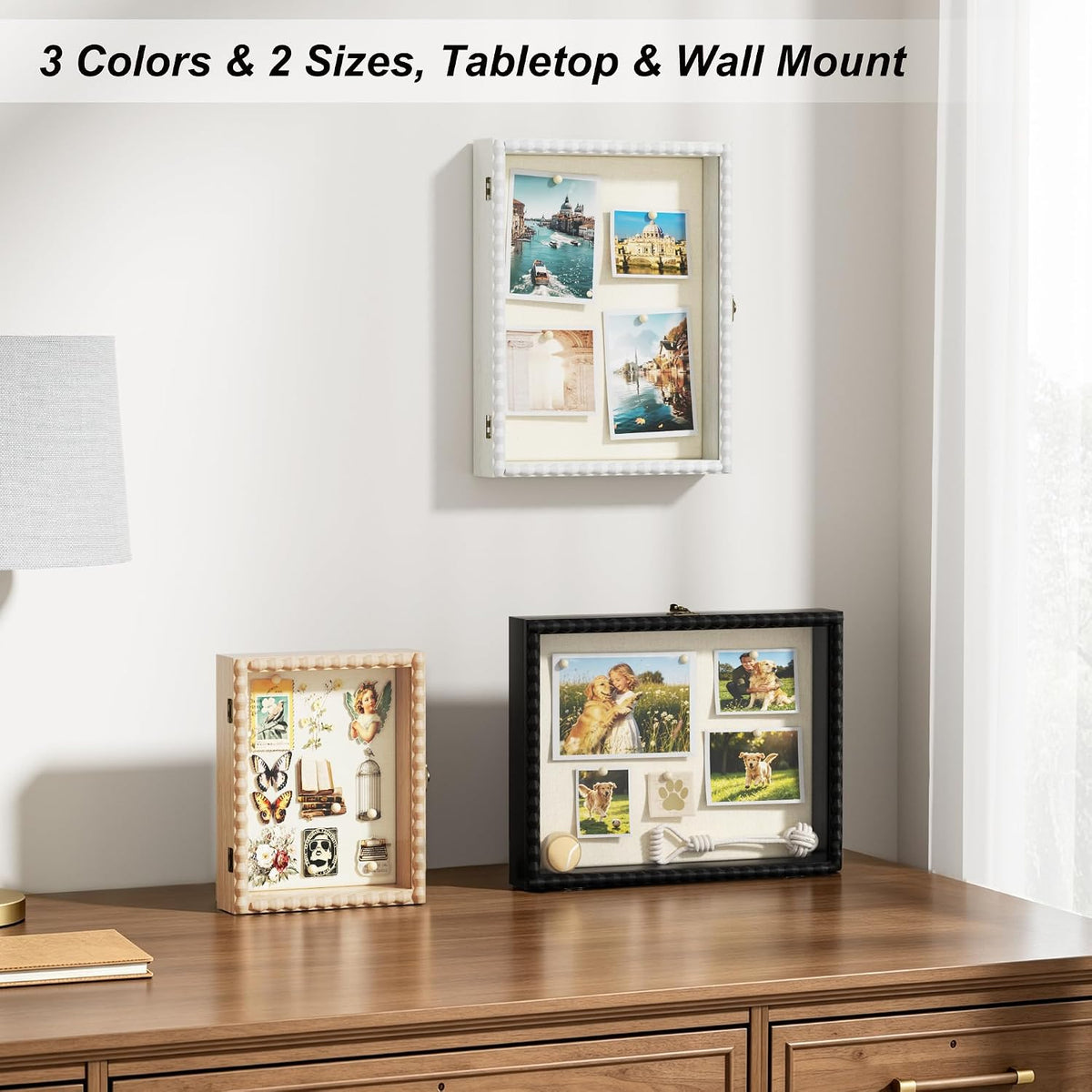 Love-KANKEI 11x14 Deep Shadow Box Frame,Solid Wood Beaded Edge Frame,White
