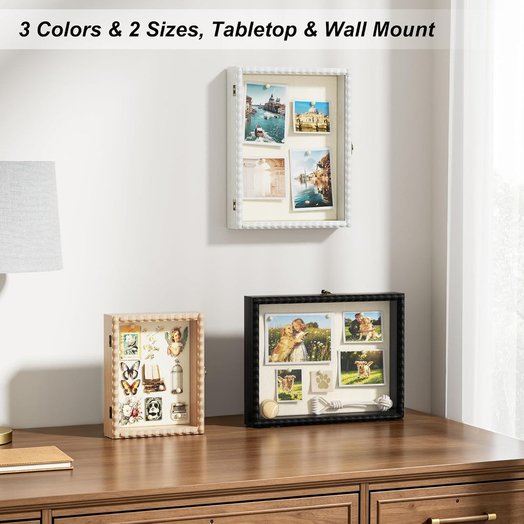 Love-KANKEI 11x14 Deep Shadow Box Frame,Solid Wood Beaded Edge Frame,Black