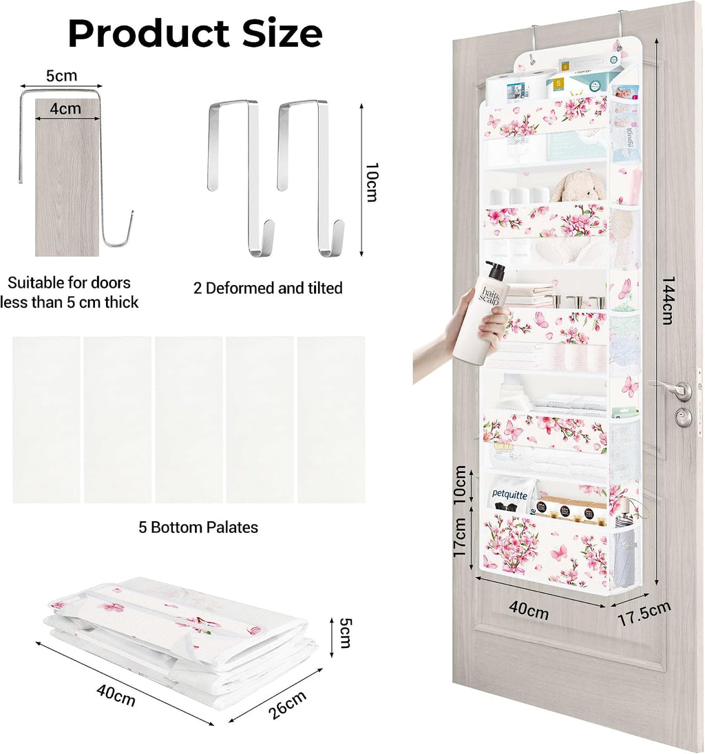 Clastyle Over the Door Organizer Diaper Toy Nursery Hanging Shelf, Flower