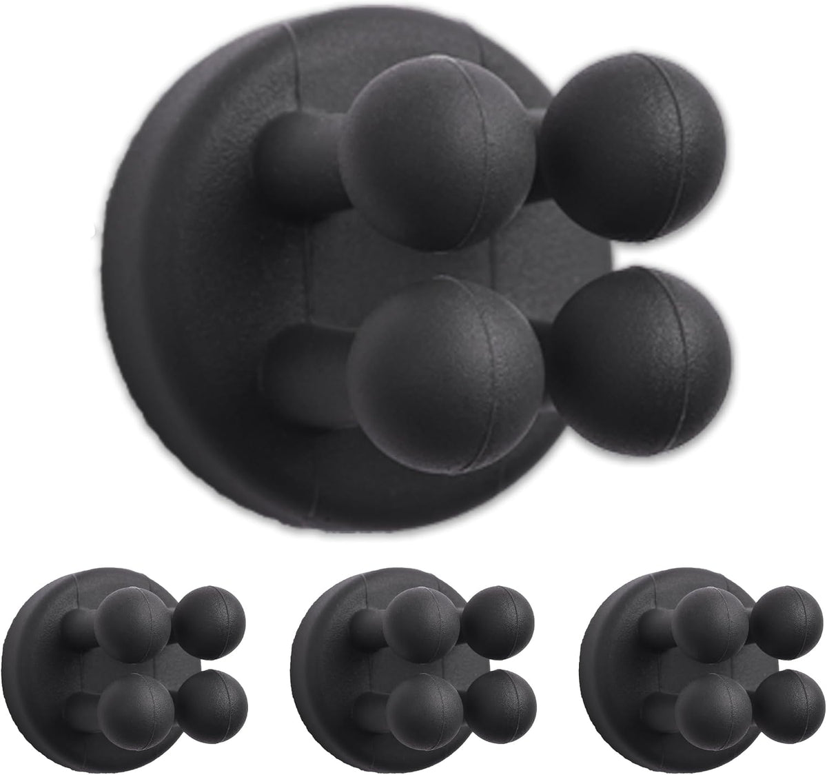 4 Pcs Silicone Waterproof Self Adhesive Toothbrush Holder,Black