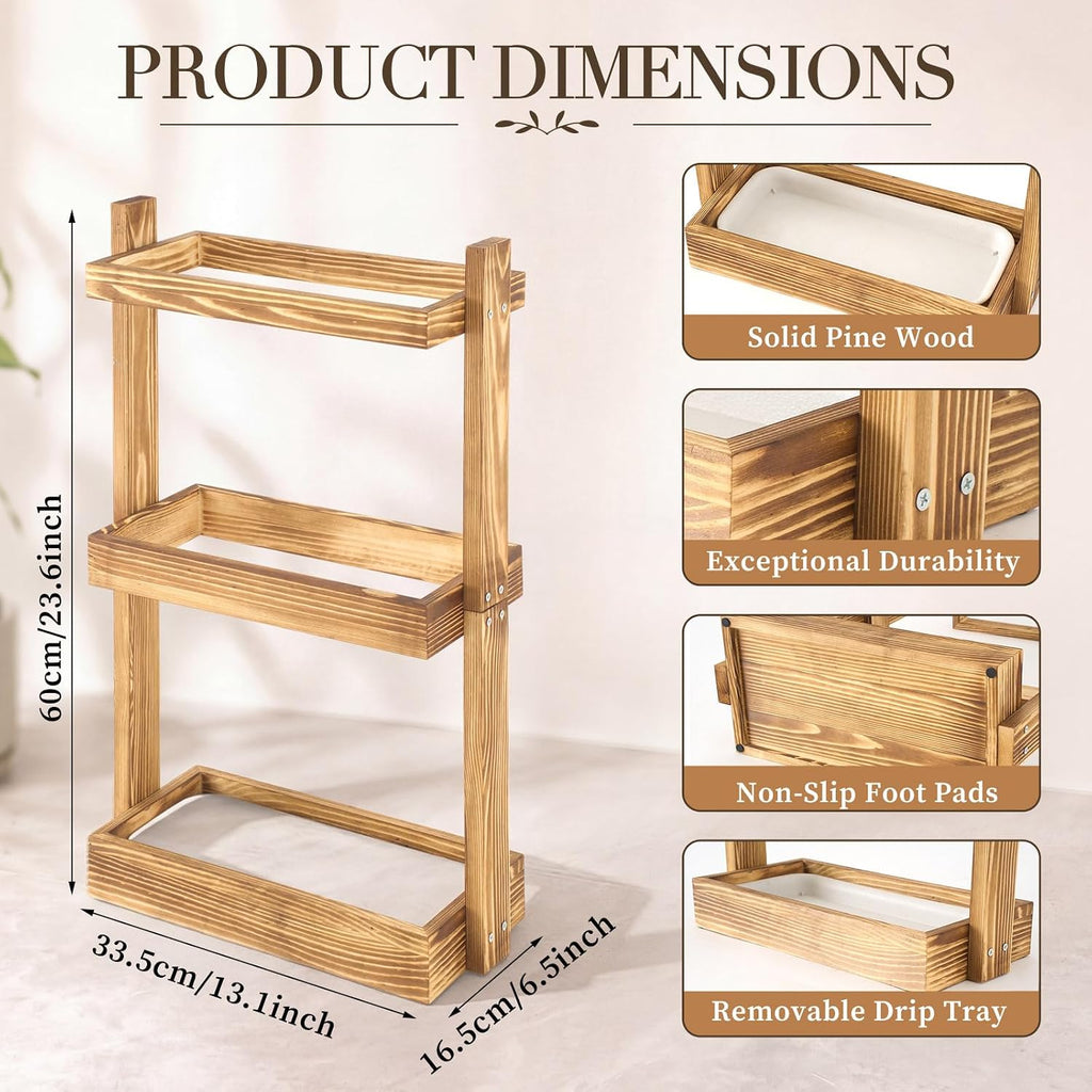 Patelai Wooden Umbrella Stand Rack with Removable Drip Tray for Entryway
