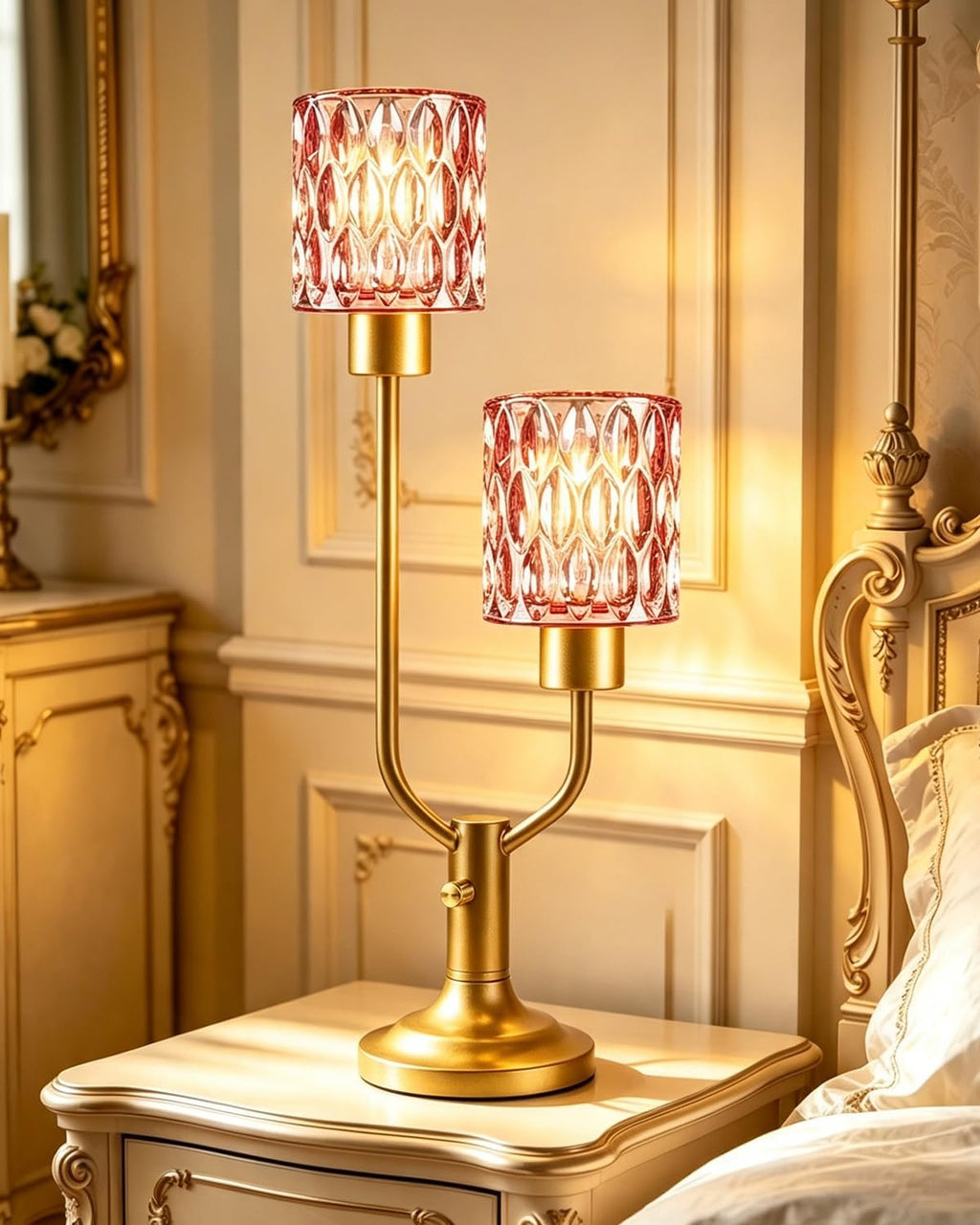 Lightdot Mid Century Modern Table LampVintage Lamp Red Glass Gift Dimmable