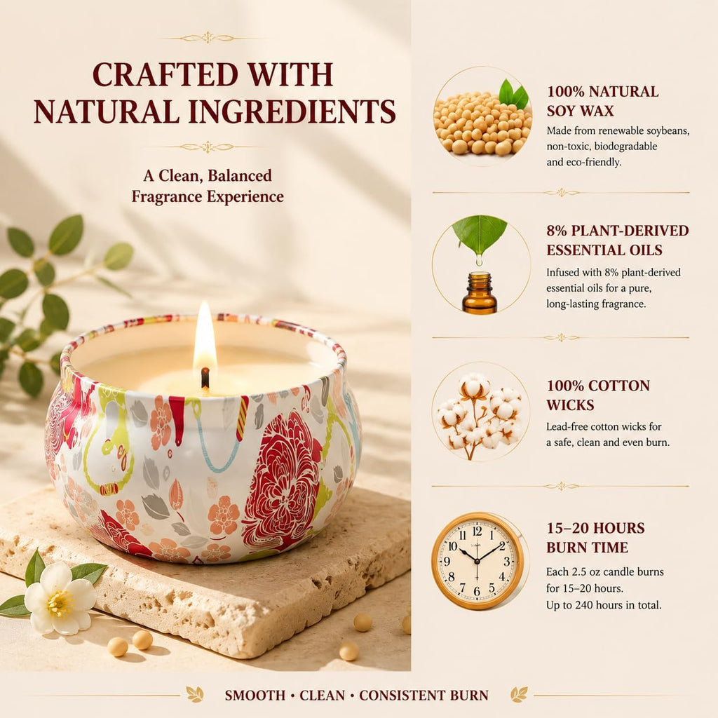 12 Pack Scented Candles Gifts for Women: Soy Wax Candles for Home Scented