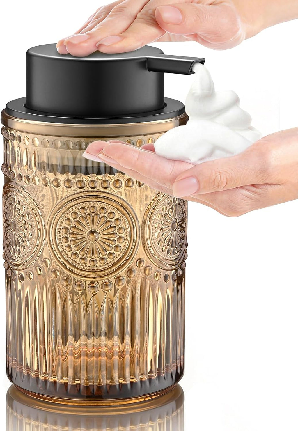 Amber Glass Foaming Hand Soap Dispenser