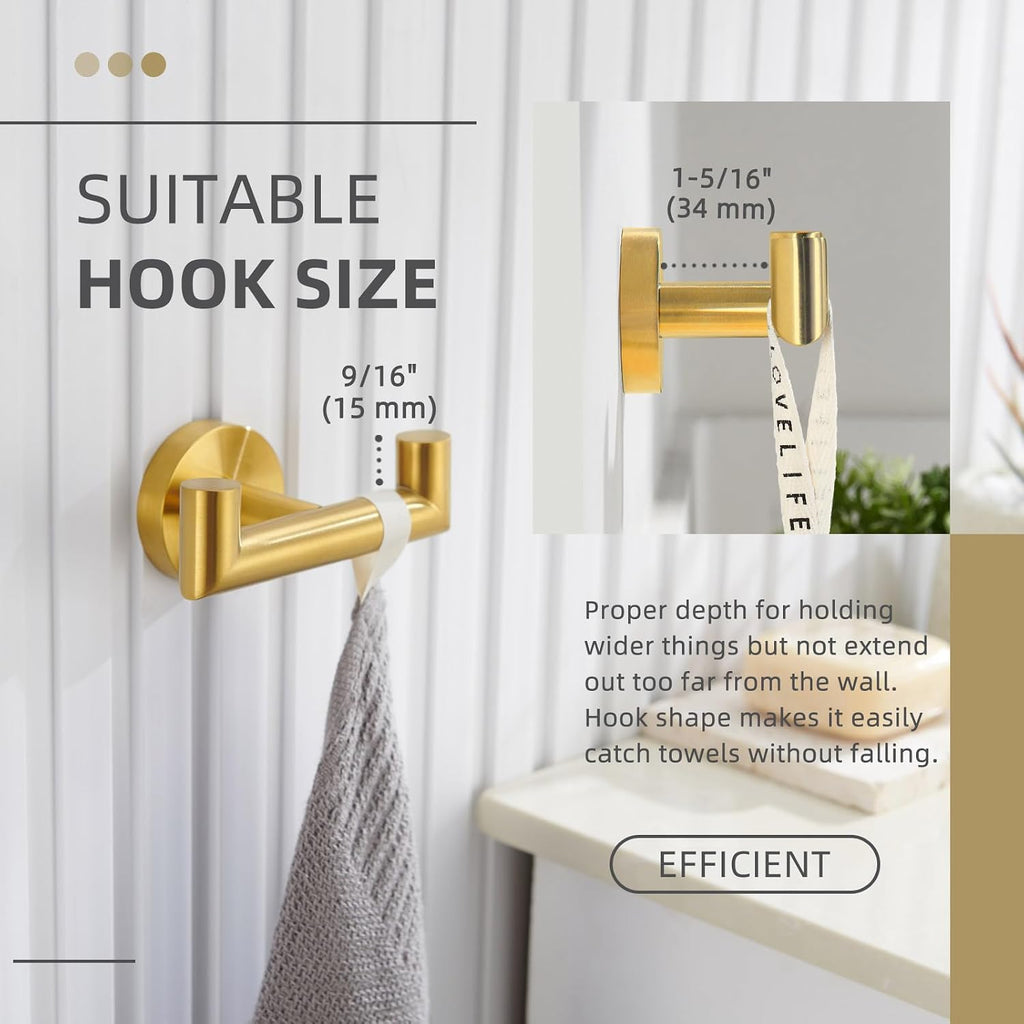 Angle Simple Towel Hook Brushed Dark Gold, Bath Towel Holder Wall Mount